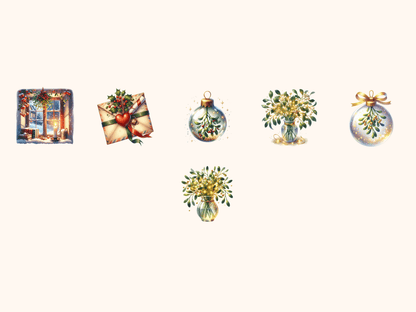 Mistletoe Kisses Clipart All Bundles Clipart Line Art - WondersArtist