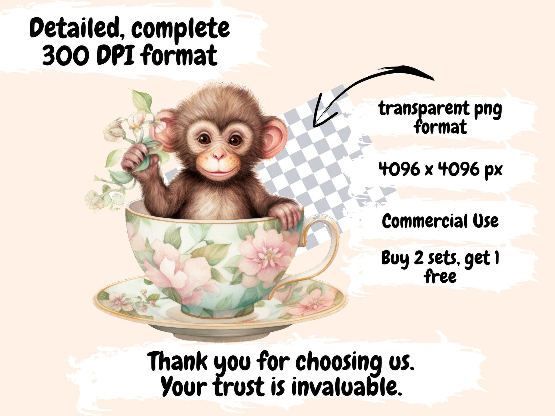 Monkeys Watercolor Clipart - High - Quality Instant Digital Download for Creative Projects