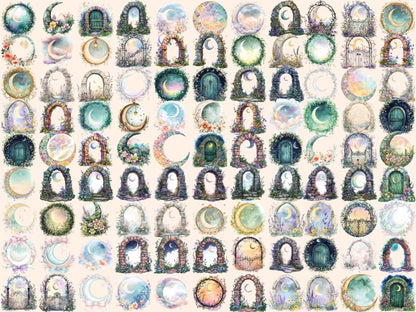 Moon Doors Watercolor Clipart celestial door png - Wonders Artist