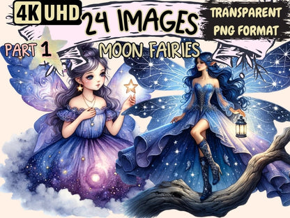 Moon Fairies Clipart Cute fairy art - Wonders Artist