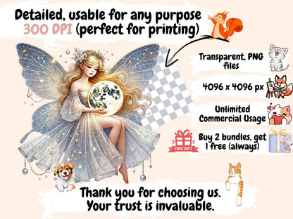 Moon Fairies (P2) Clipart Cute fairy art - Wonders Artist