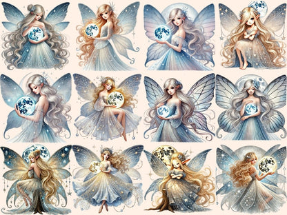 Moon Fairies (P2) Clipart Cute fairy art - Wonders Artist