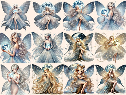 Moon Fairies (P2) Clipart Cute fairy art - Wonders Artist
