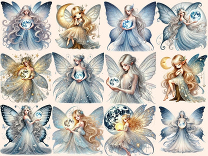 Moon Fairies (P2) Clipart Cute fairy art - Wonders Artist