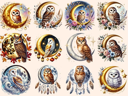 Moon Owls Clipart Celestial Owl png - Wonders Artist