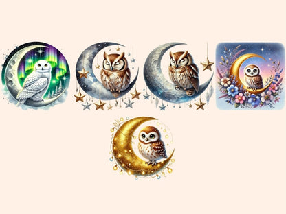 Moon Owls Clipart Celestial Owl png - Wonders Artist