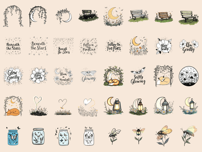 Moonlight Garden Cardmaking Clipart All Bundles Cardmaking Clipart - WondersArtist