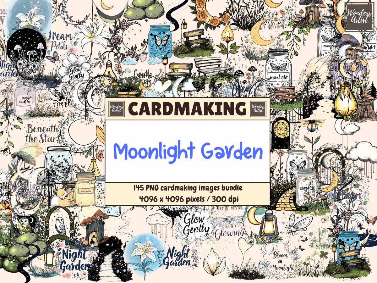 Moonlight Garden Cardmaking Clipart All Bundles Cardmaking Clipart - WondersArtist