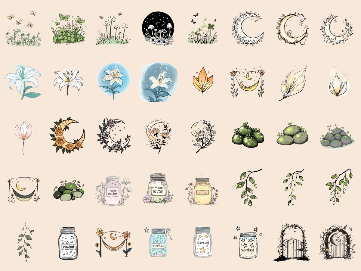 Moonlight Garden Cardmaking Clipart All Bundles Cardmaking Clipart - WondersArtist