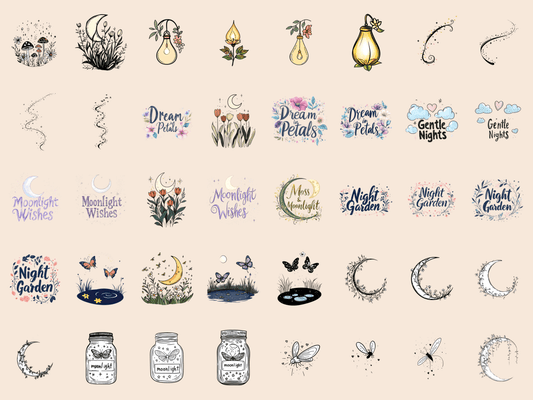 Moonlight Garden Cardmaking Clipart