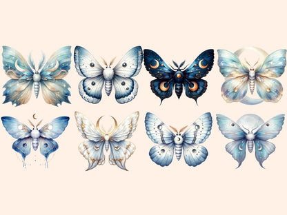 Moonlight Moths Clipart Cute moth art - Wonders Artist