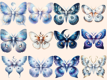 Moonlight Moths Clipart Cute moth art - Wonders Artist
