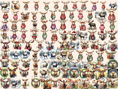 Mooses Watercolor Clipart christmas moose png - Wonders Artist