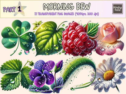 Morning Dew (P1) Clipart botanical dew art - Wonders Artist