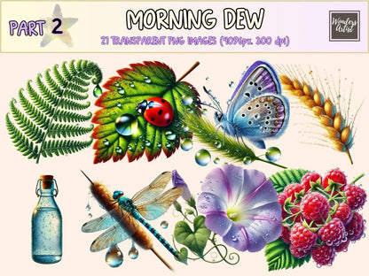 Morning Dew (P2) Clipart botanical dew art - Wonders Artist