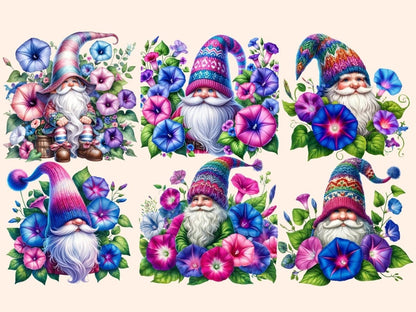 Morning Glory Gnomes Clipart Cute gnome art - Wonders Artist