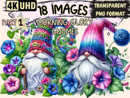 Morning Glory Gnomes Clipart Cute gnome art - Wonders Artist