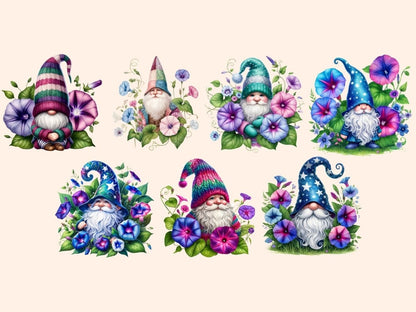 Morning Glory Gnomes (P2) Clipart Cute gnome art - Wonders Artist