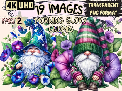 Morning Glory Gnomes (P2) Clipart Cute gnome art - Wonders Artist