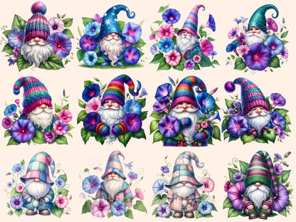 Morning Glory Gnomes (P2) Clipart Cute gnome art - Wonders Artist