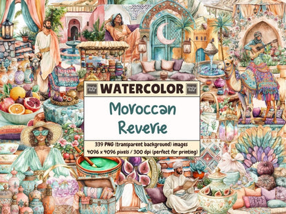 Moroccan Reverie Watercolor Clipart arabesque design png boho moroccan png cultural clipart - WondersArtist