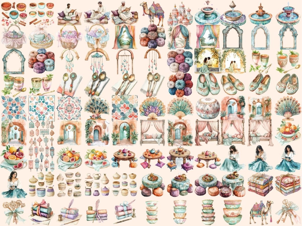 Moroccan Reverie Watercolor Clipart arabesque design png boho moroccan png cultural clipart - WondersArtist