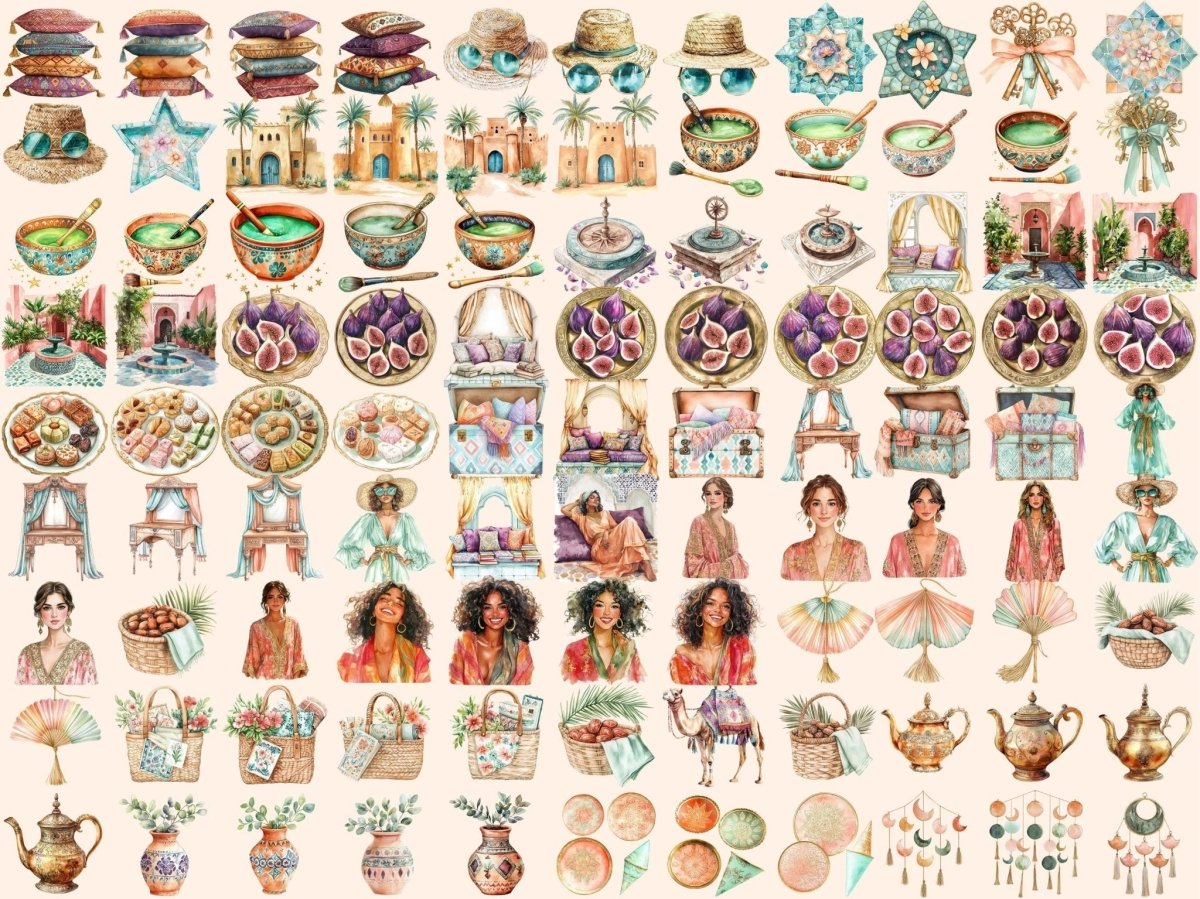 Moroccan Reverie Watercolor Clipart arabesque design png boho moroccan png cultural clipart - WondersArtist