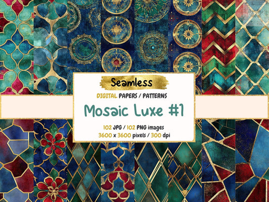 Mosaic Luxe Seamless #1 Digital Paper - High - Quality Instant Digital Download for Creative Projects