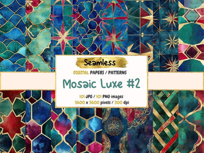 Mosaic Luxe Seamless #2 Digital Paper Abstract Luxe Paper - Wonders Artist