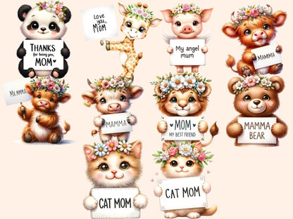 Mother's Day Animals Clipart love mom clipart - Wonders Artist