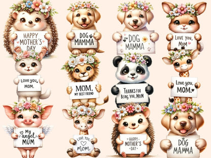 Mother's Day Animals Clipart love mom clipart - Wonders Artist
