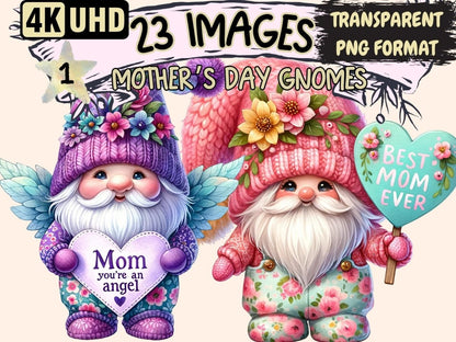 Mother's Day Gnomes Clipart - High - Quality Instant Digital Download for Creative Projects