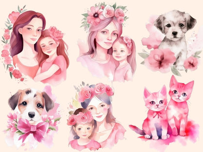 Mother's Day Watercolor Clipart mom clipart - Wonders Artist