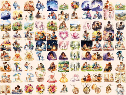 Mothers Watercolor Clipart - High - Quality Instant Digital Download for Creative Projects