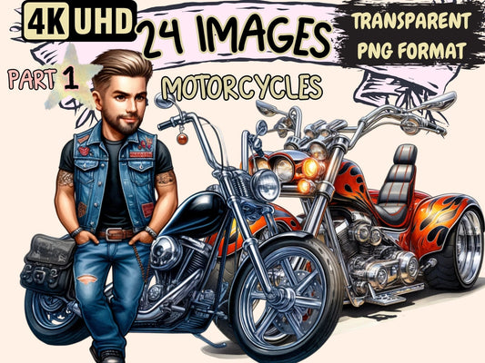 Motorcycles Clipart - High - Quality Instant Digital Download for Creative Projects