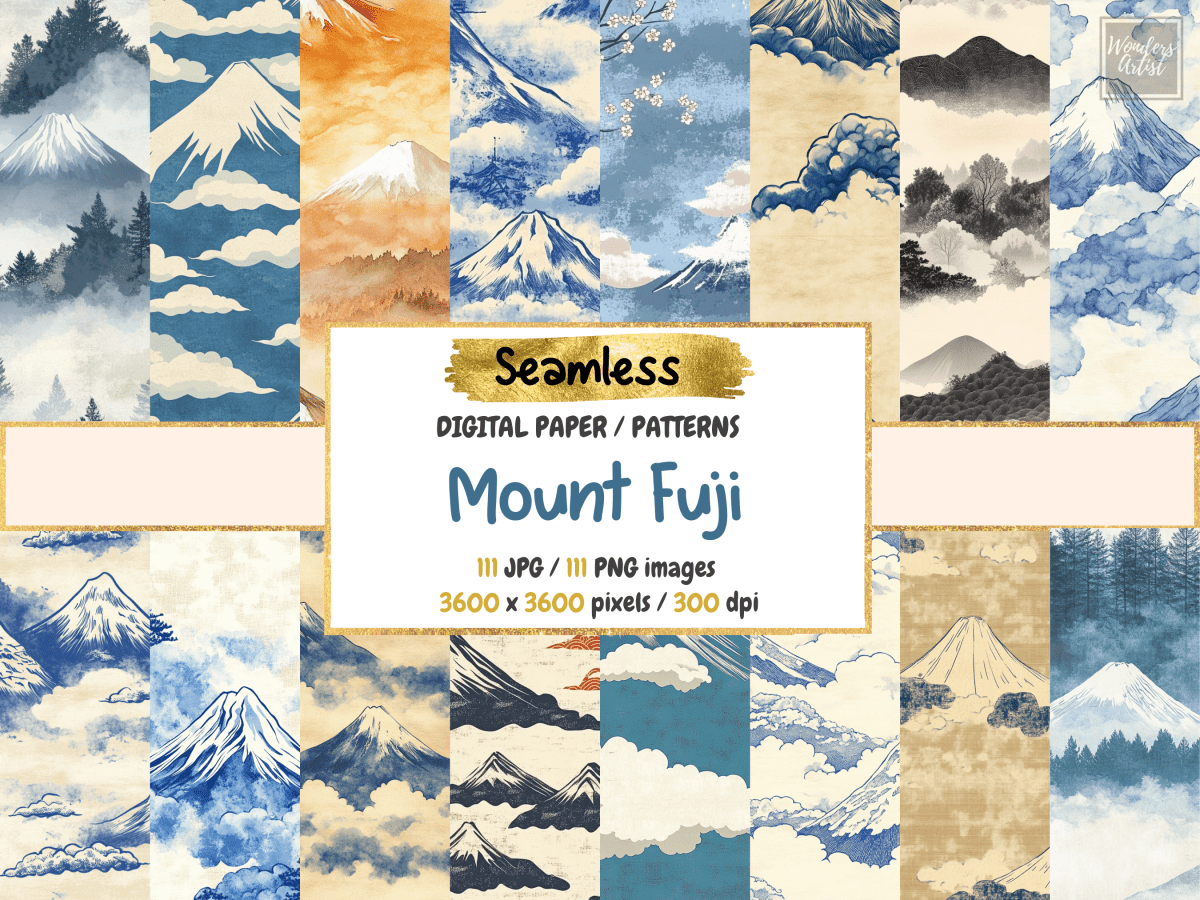 Mount Fuji Digital Paper All Bundles Backgrounds Digital Paper - WondersArtist