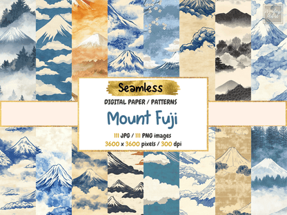 Mount Fuji Digital Paper All Bundles Backgrounds Digital Paper - WondersArtist