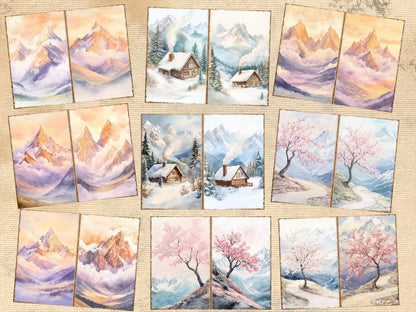 Mountain Landscapes Journal Pages (P1) Landscape Ephemera - Wonders Artist
