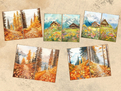 Mountain Landscapes Journal Pages (P1) Landscape Ephemera - Wonders Artist