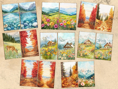 Mountain Landscapes Journal Pages (P1) Landscape Ephemera - Wonders Artist