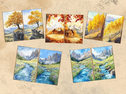 Mountain Landscapes Journal Pages (P2) Landscape Ephemera - Wonders Artist