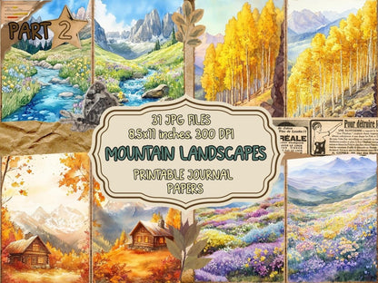 Mountain Landscapes Journal Pages (P2) Landscape Ephemera - Wonders Artist
