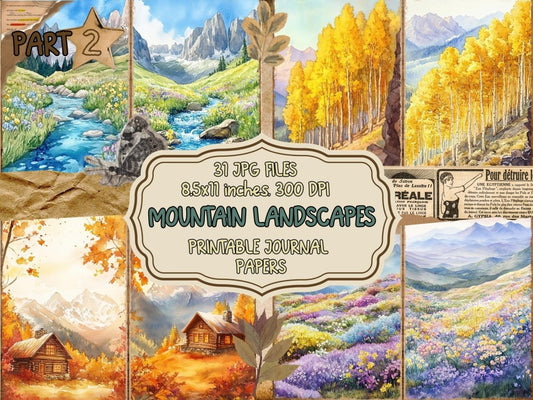 Mountain Landscapes Journal Pages (P2) Landscape Ephemera - Wonders Artist