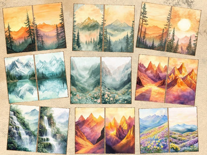 Mountain Landscapes Journal Pages (P2) Landscape Ephemera - Wonders Artist