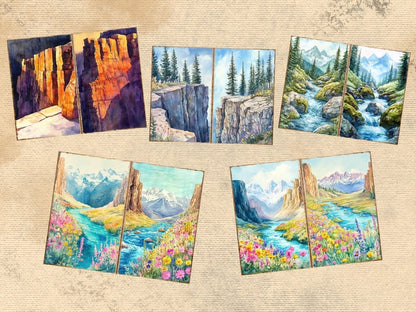 Mountain Landscapes Journal Pages (P3) Landscape Ephemera - Wonders Artist