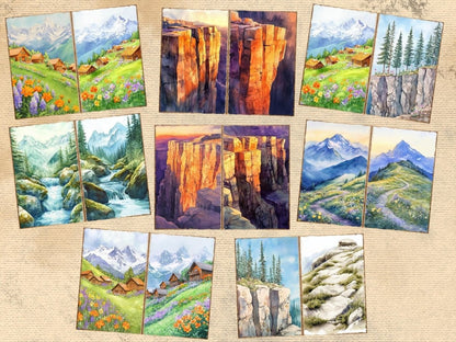 Mountain Landscapes Journal Pages (P3) Landscape Ephemera - Wonders Artist