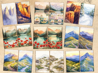 Mountain Landscapes Journal Pages (P3) Landscape Ephemera - Wonders Artist