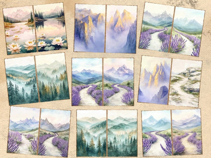 Mountain Landscapes Journal Pages (P3) Landscape Ephemera - Wonders Artist