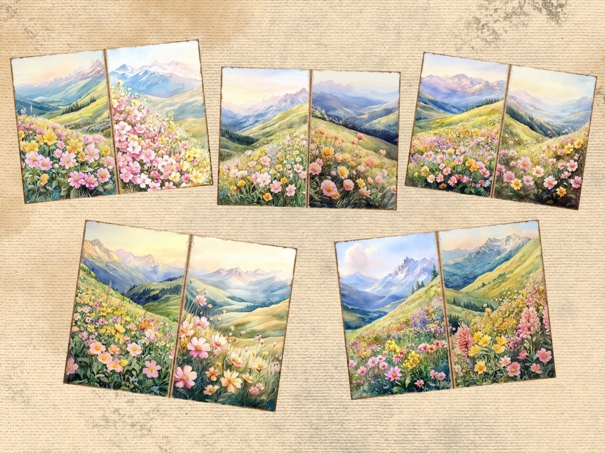 Mountain Landscapes Journal Pages (P4) Landscape Ephemera - Wonders Artist