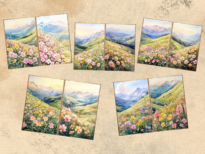 Mountain Landscapes Journal Pages (P4) Landscape Ephemera - Wonders Artist